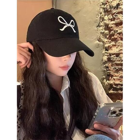 Bow-Tie Baseball Cap for Women Black - Picture 5 of 7